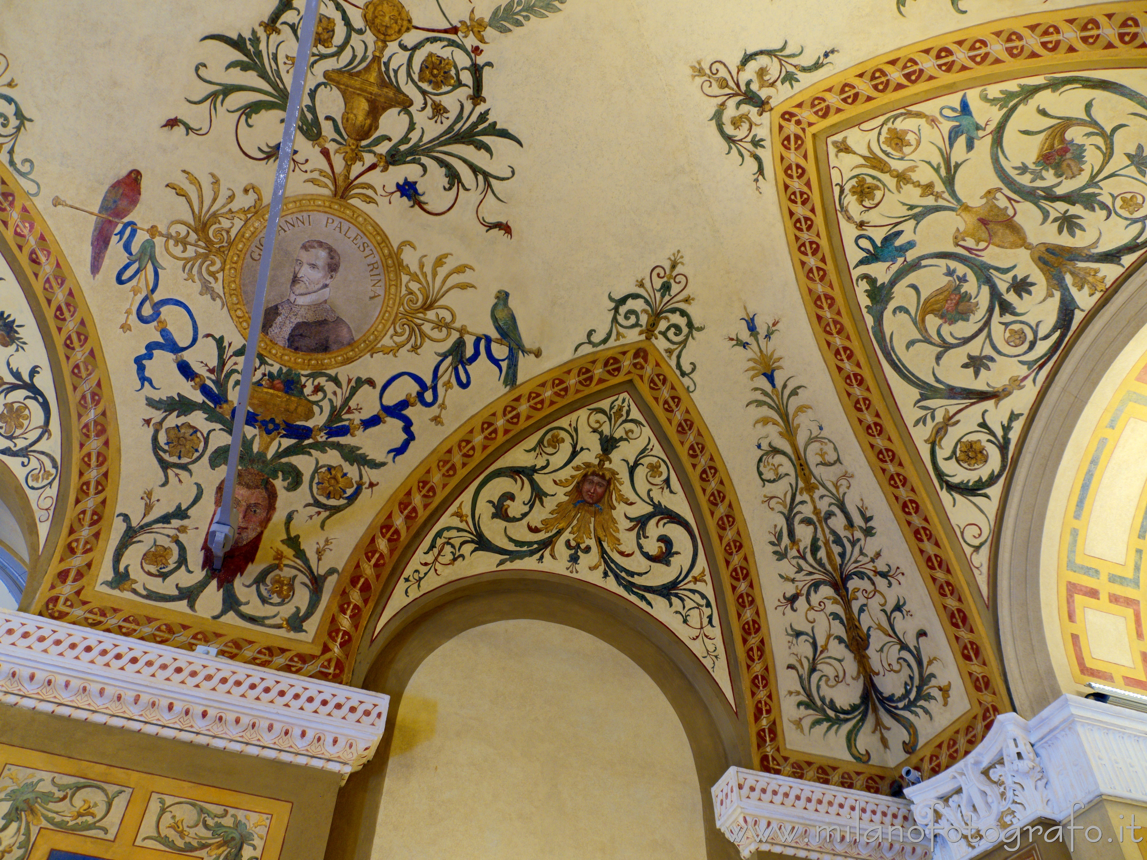 Milan (Italy) - Eclectic style decorations inside the concert hall of Institute for the Blinds of Milan